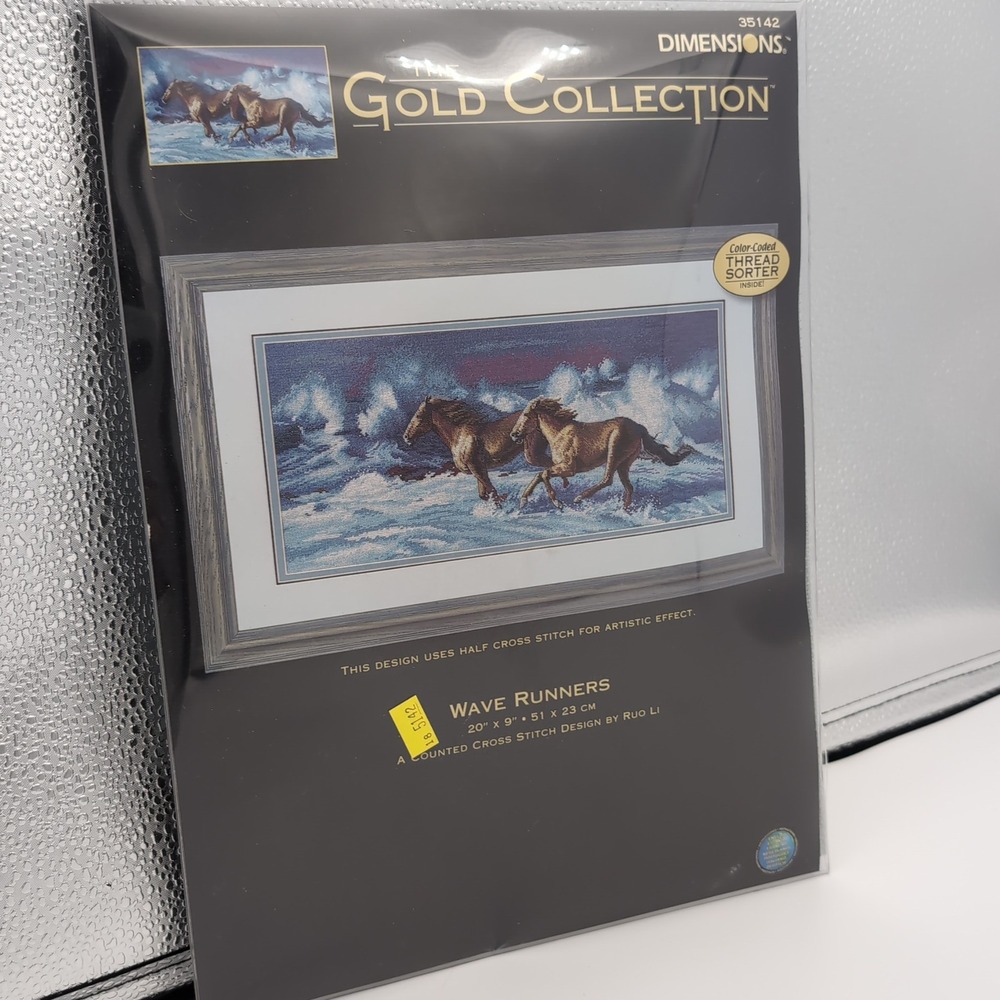 Dimensions Gold Collection Wave Runners 35142 Cross Stitch Kit OOP 2004 Horses